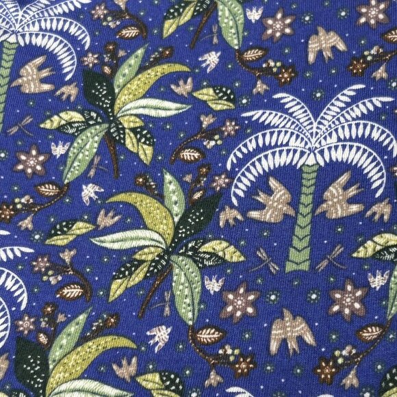 Boden Dress US Size 12 Blue Palm Trees Ruched V-Neck Pockets Swing Puff Sleeve - Picture 11 of 15